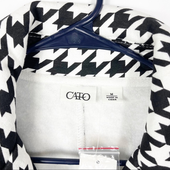 NEW Cato Black White Houndstooth Print Belted Jacket Women’s Size Medium - Picture 3 of 6